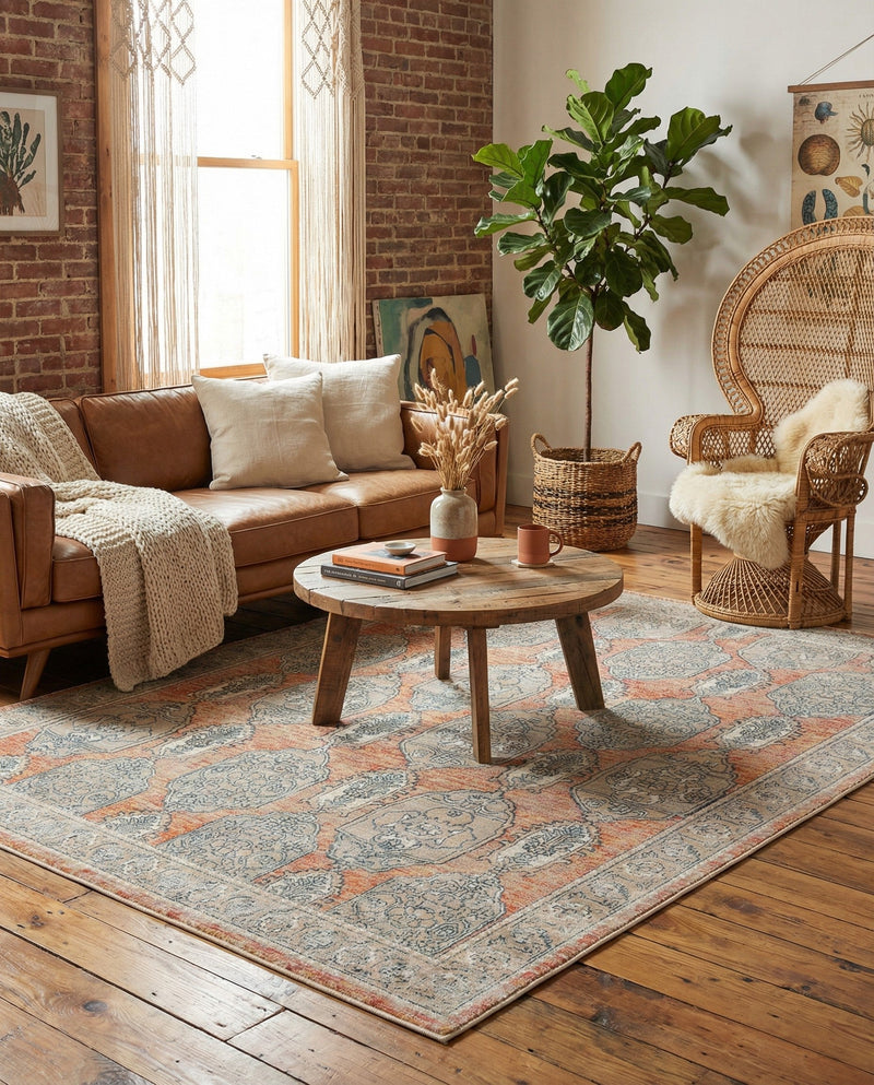 Seville Stripes Collection Area Rug -  Granada (Brick Red) Rectangle Brick Red  lifestyle 7