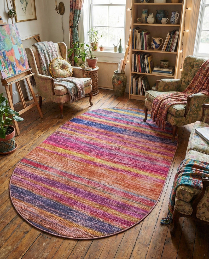 Sahara Essence Collection Area Rug - Oasis (Multi) Oval Multi  lifestyle 49