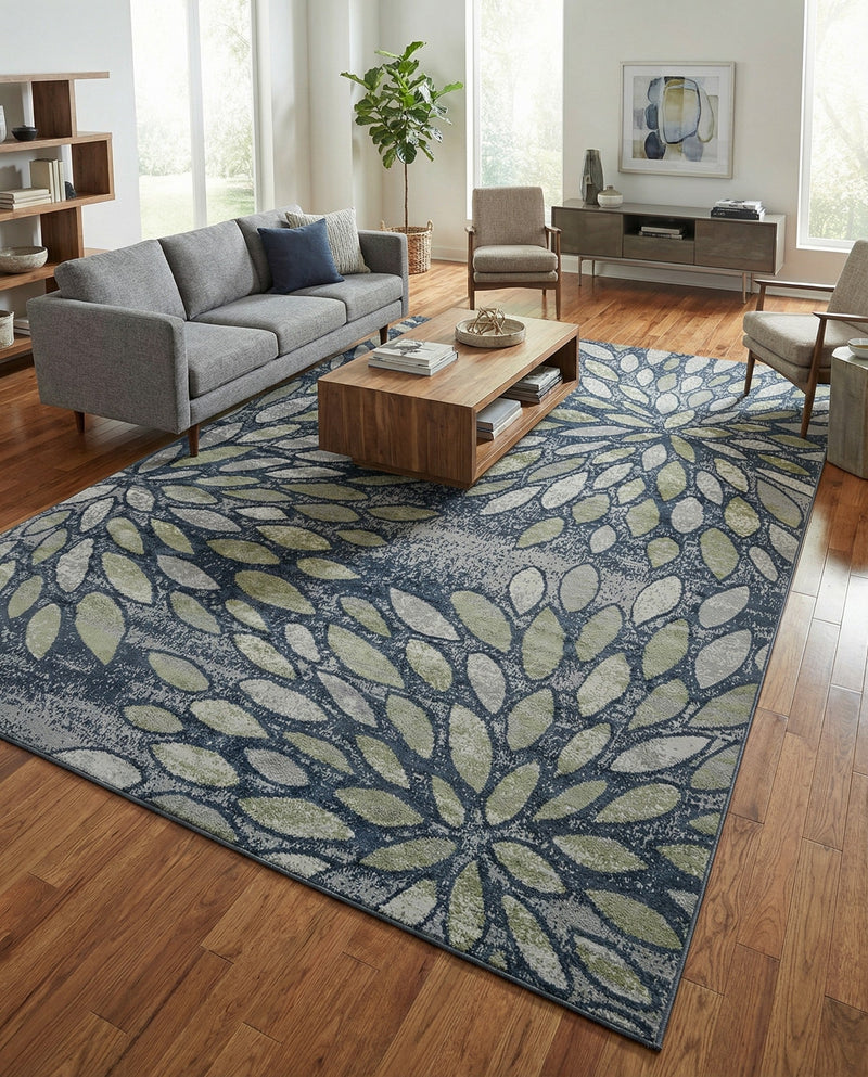 Savannah Elegance Collection Area Rug -  Riverfront Rectangle Navy Blue  lifestyle 15