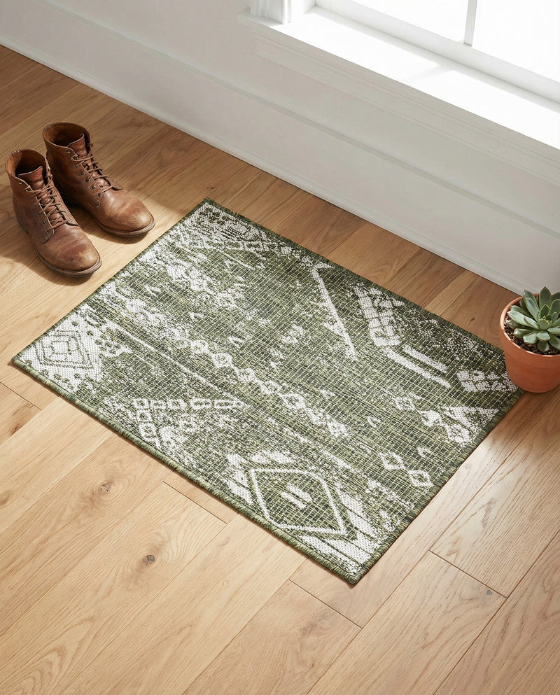 Desert Nomad Terrace Collection Area Rug - Sahara (Green) Rectangle Green  lifestyle 32