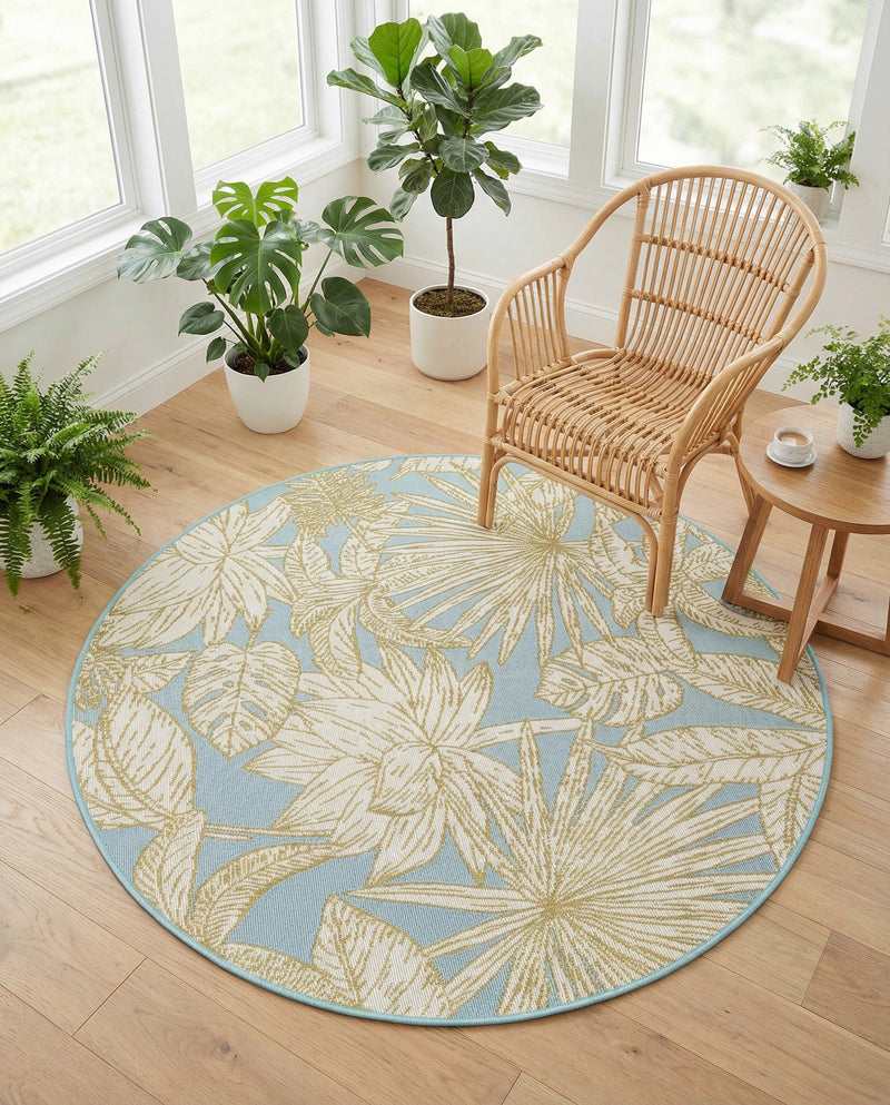 Seaside Blooms Collection Area Rug -  Shalimar Round Soft Blue  lifestyle 78