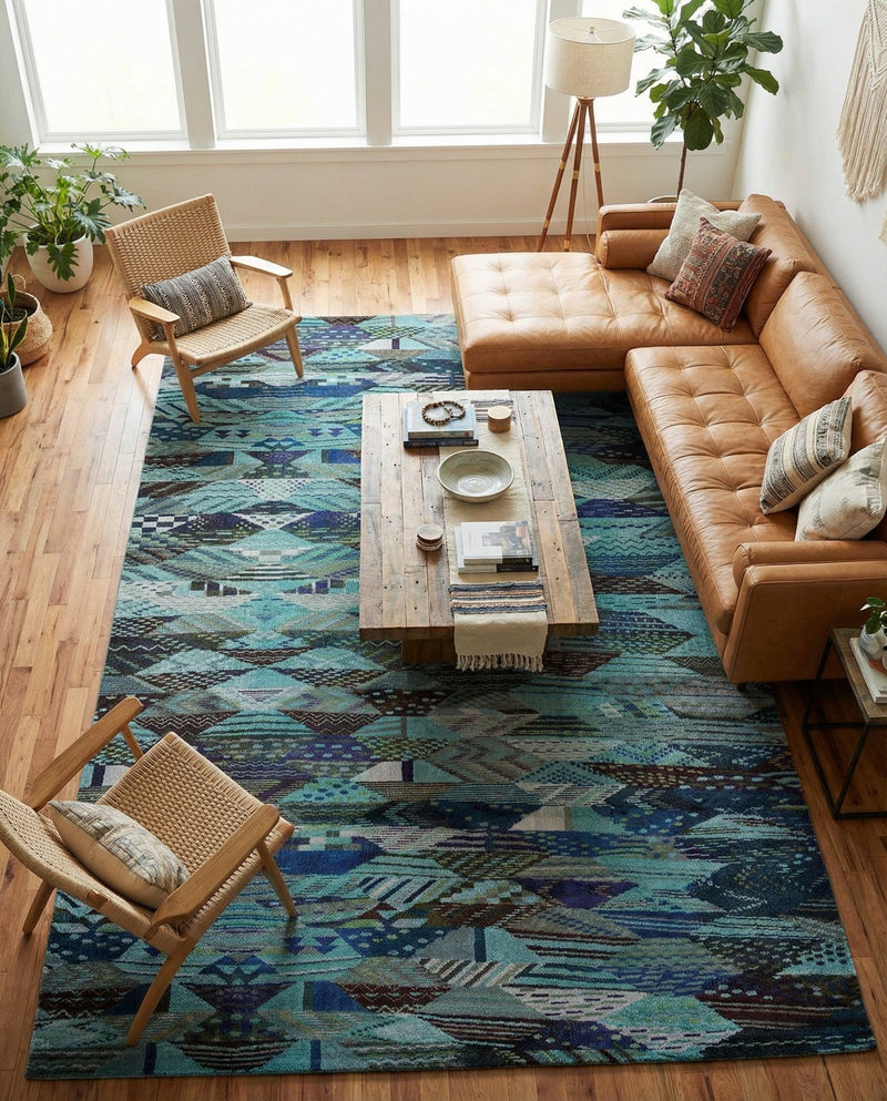 Sedona Vista Collection Area Rug -  Yucca Rectangle Blue  lifestyle 21