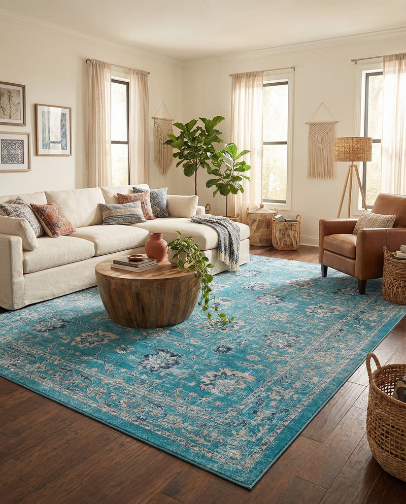 Geneva Terrace Collection Area Rug -  Lausanne Rectangle Blue  lifestyle 33