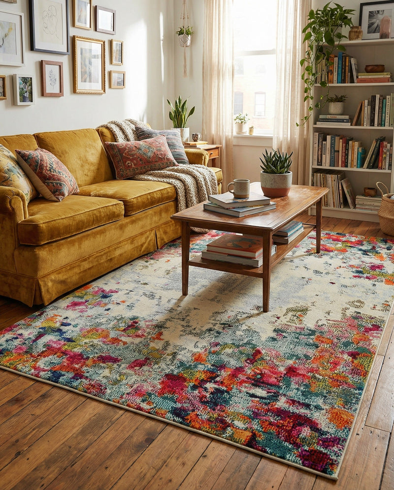 Chromatic Oasis Collection Area Rug -  Blush Rectangle Multi  lifestyle 21
