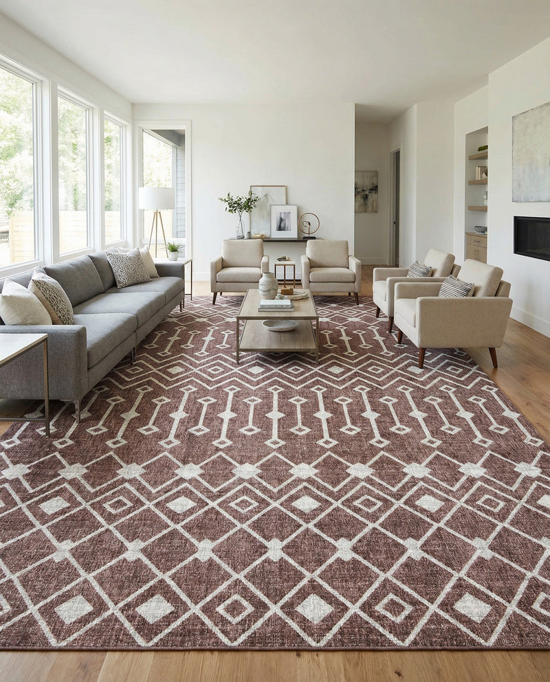 Geo Garden Lattice Collection Area Rug -  Andalusia Rectangle Dusty Rose  lifestyle 45