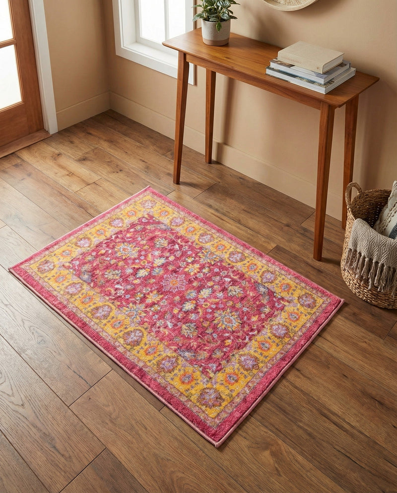 Casablanca Tapestry Collection Area Rug -  Marrakech (Berry Pink) Rectangle Berry Pink  lifestyle 9