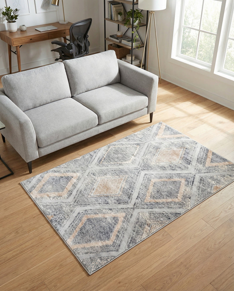 Aegean Elegance Collection Area Rug -  Rhodes Rectangle Gray Cream  lifestyle 20