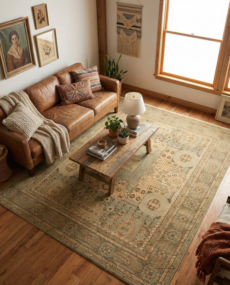 Ottoman Elegance Collection Area Rug - Sultan Rectangle Light Green  lifestyle 52