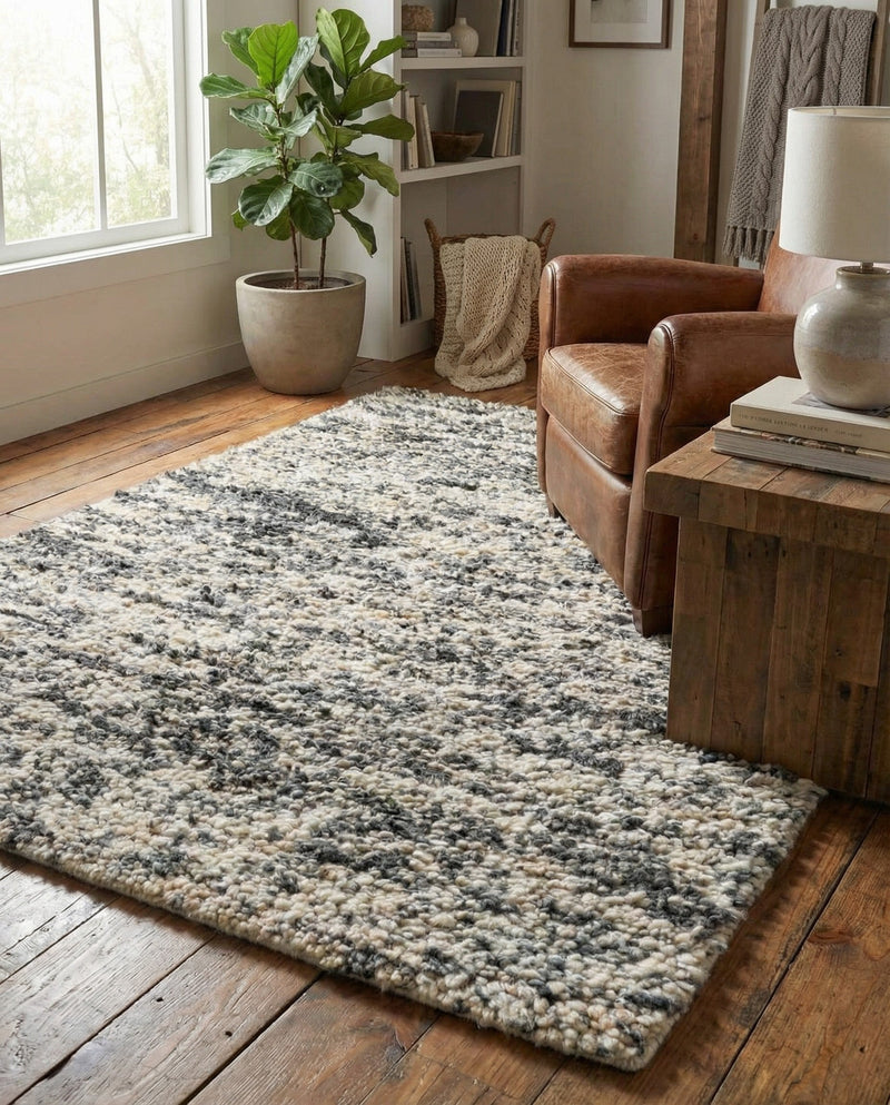 Wellington Luxe Shag Collection Area Rug - Kapiti Rectangle Salt and Pepper  lifestyle 32