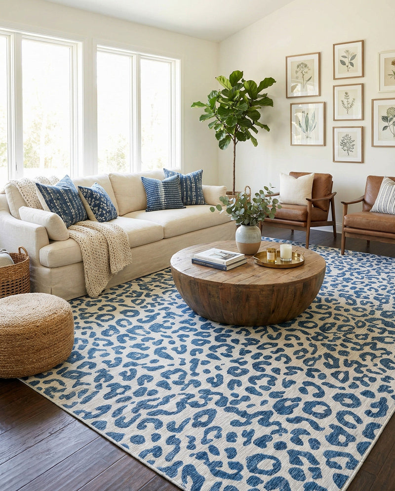 Savannah Escape Collection Area Rug -  Amazon (Blue) Square Blue  lifestyle 28