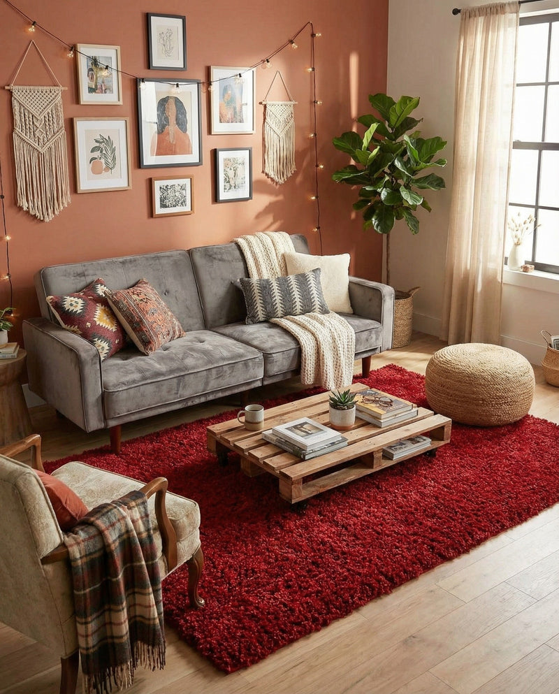 Plush Oasis Collection Area Rug - Serenity (Cherry Red) Rectangle Cherry Red  lifestyle 30