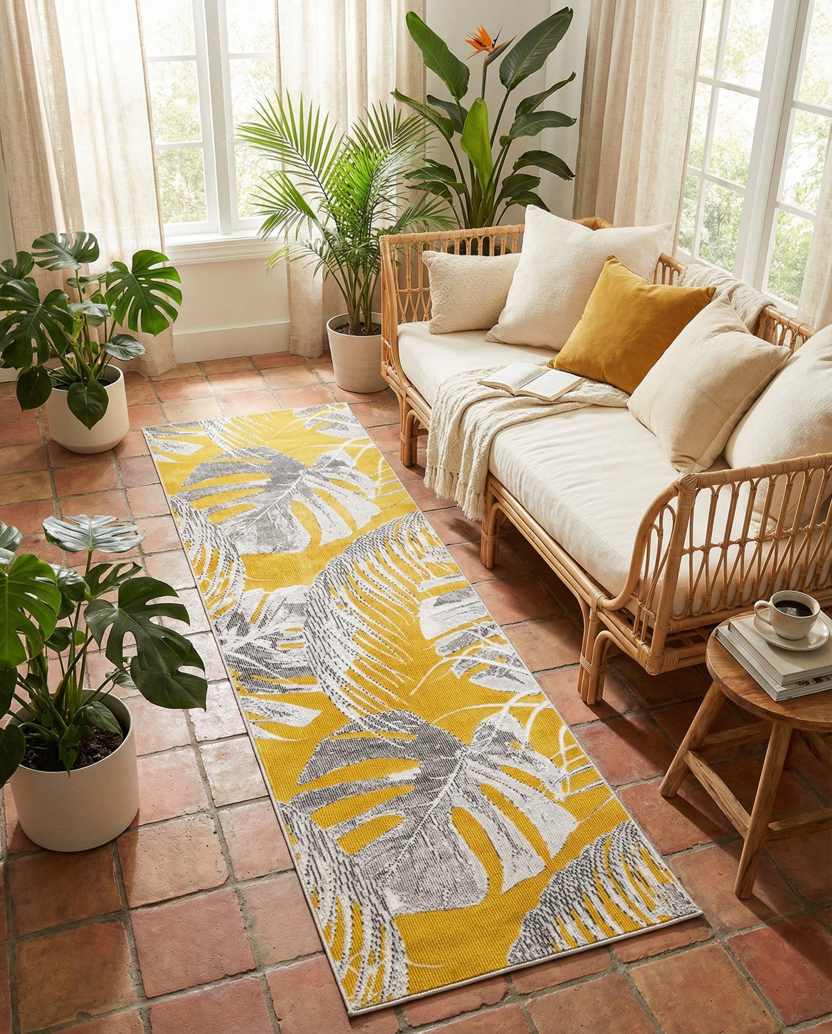 Meadow Breeze Collection Area Rug -  Clover Runner Yellow  lifestyle 89
