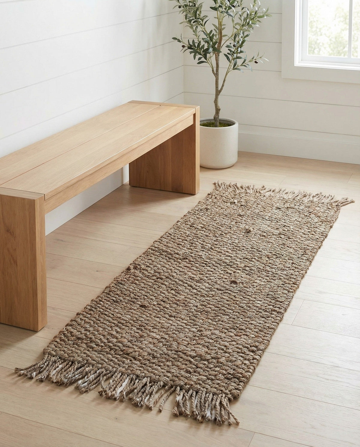 Savannah Jute Collection Area Rug - Seashore Runner Gray  lifestyle 101