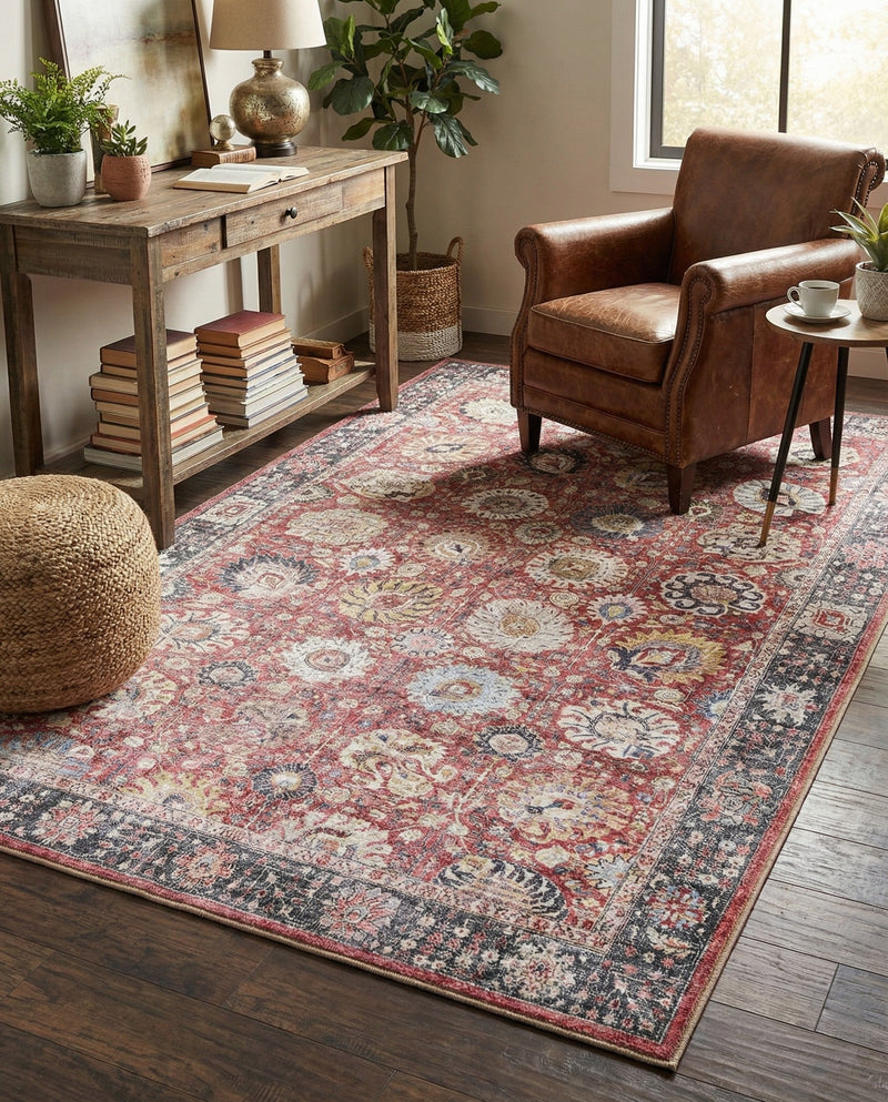 Heritage Elegance Collection Area Rug -  Gatchina Rectangle Vintage Red  lifestyle 8