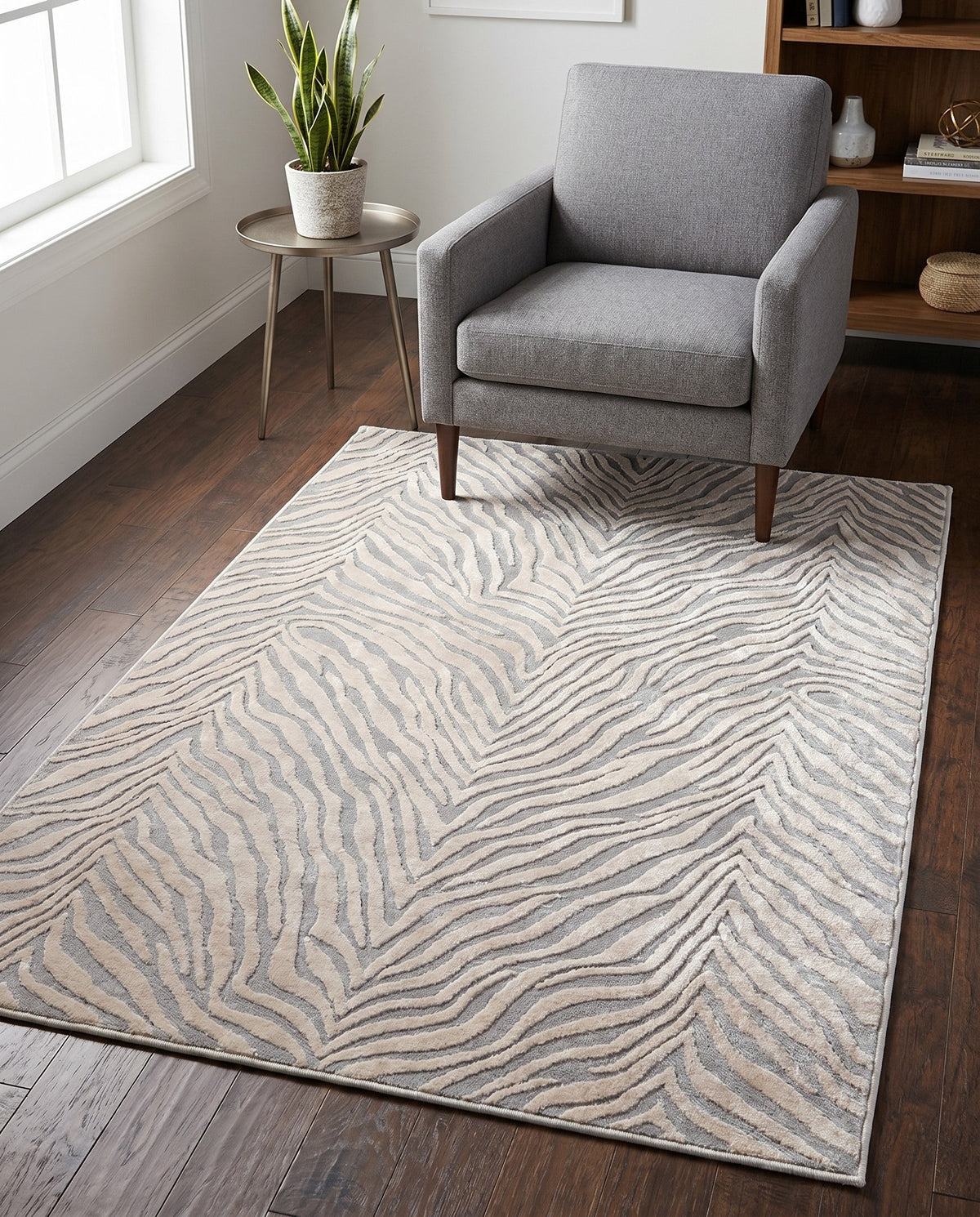 Bloomsbury Elegance Collection Area Rug -  Chelsea Rectangle Gray and Ivory  lifestyle 58