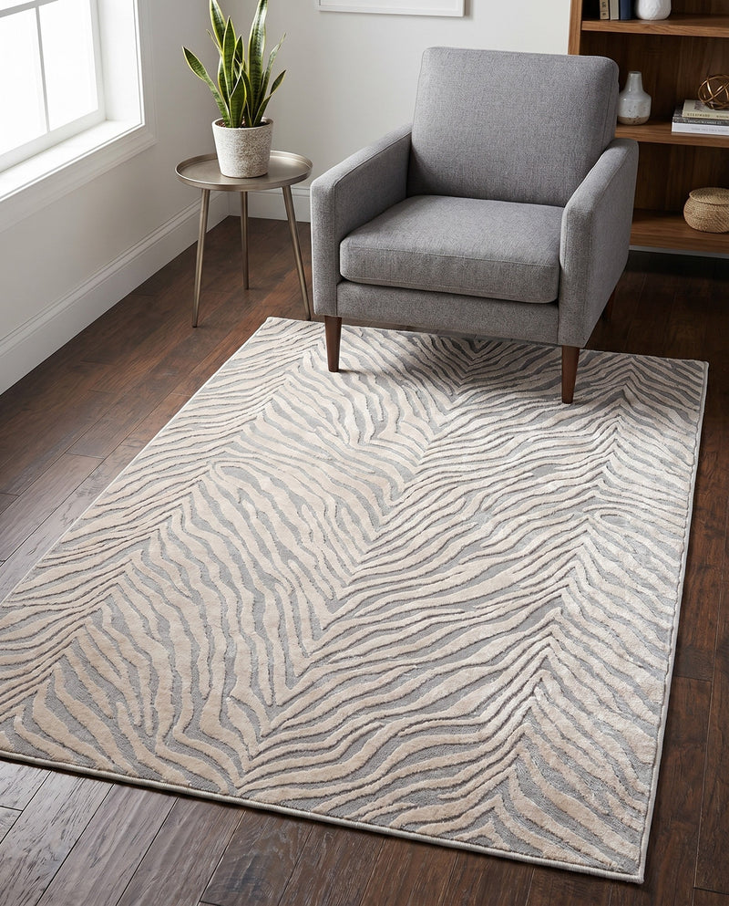 Bloomsbury Elegance Collection Area Rug -  Chelsea Rectangle Gray and Ivory  lifestyle 58