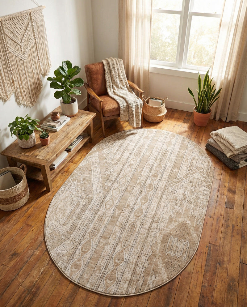 Cascade Range Collection Area Rug - Hood (Ivory) Oval Ivory  lifestyle 88