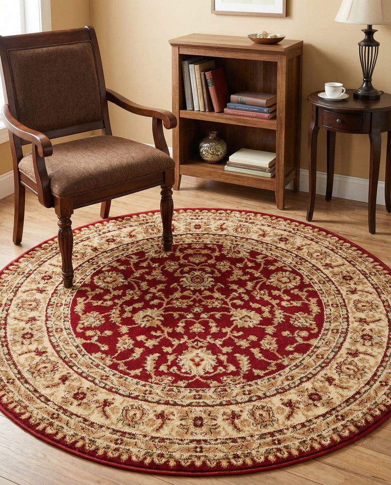 Jaipur Elegance Collection Area Rug -  Nahargarh (Red) Round Red  lifestyle 78