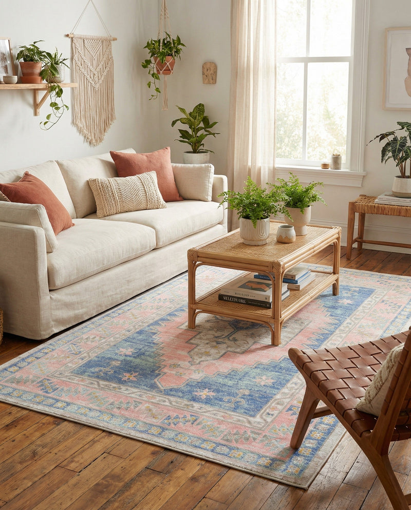 Savannah Series Collection Area Rug -  Augusta (French Blue) Rectangle French Blue  lifestyle 12