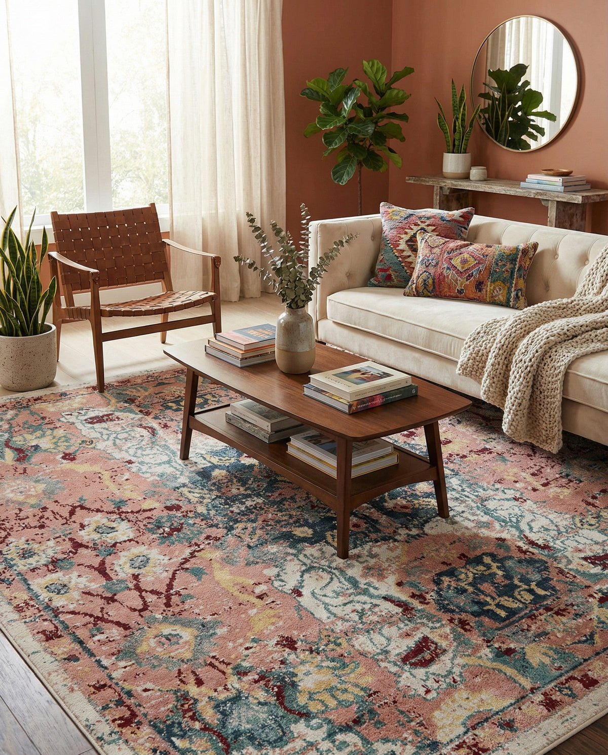 Savannah Elegance Collection Area Rug -  Azalea Square Pink  lifestyle 136