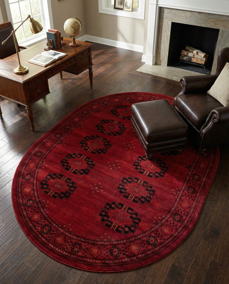 Samarkand Elegance Collection Area Rug -  Fergana Oval Red  lifestyle 47