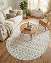 Mediterranean Lattice Collection Area Rug - Santorini (Ivory and Gray) Oval Ivory and Gray  lifestyle 39