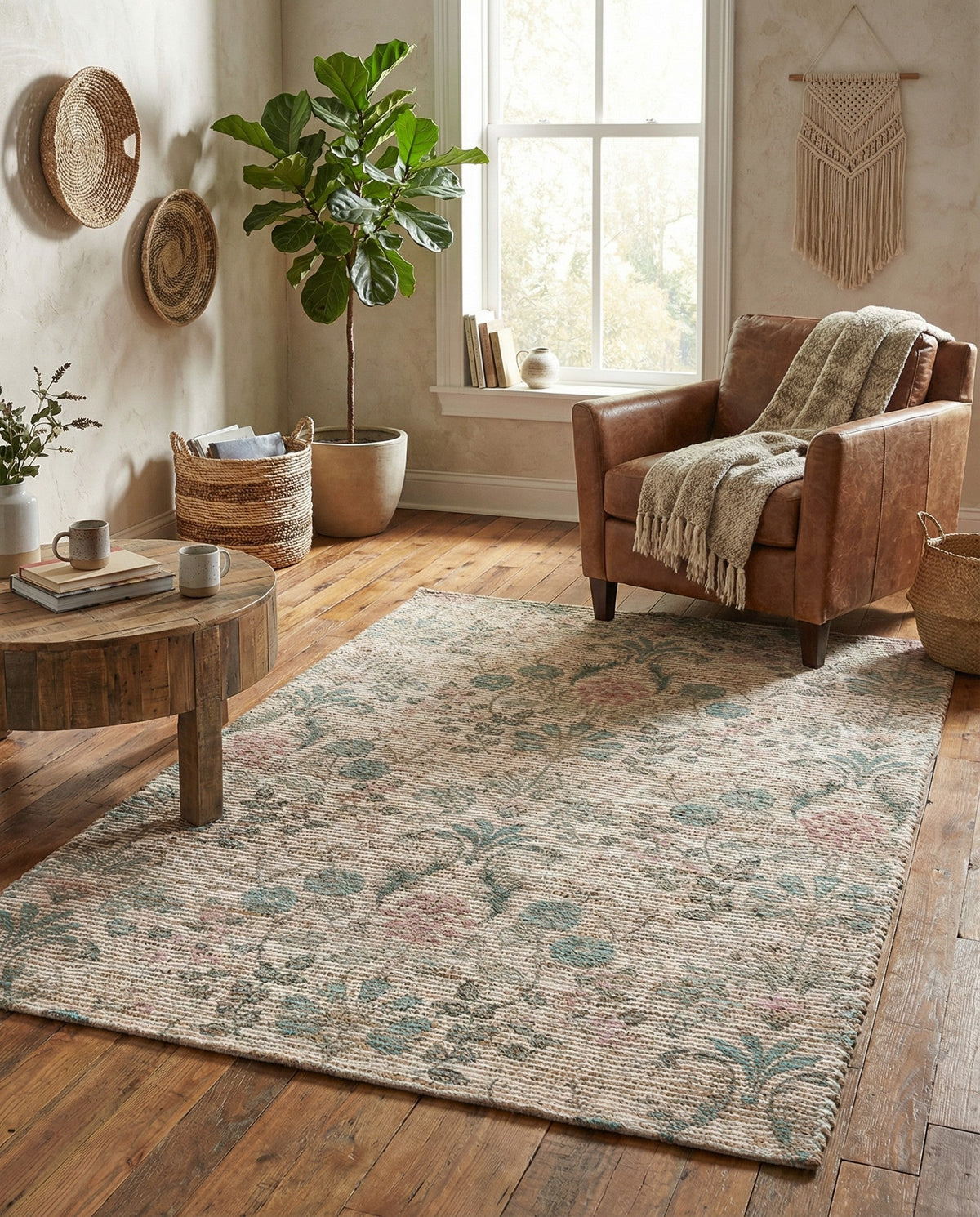 Savannah Threads Collection Area Rug -  Mendocino Rectangle Ivory  lifestyle 5