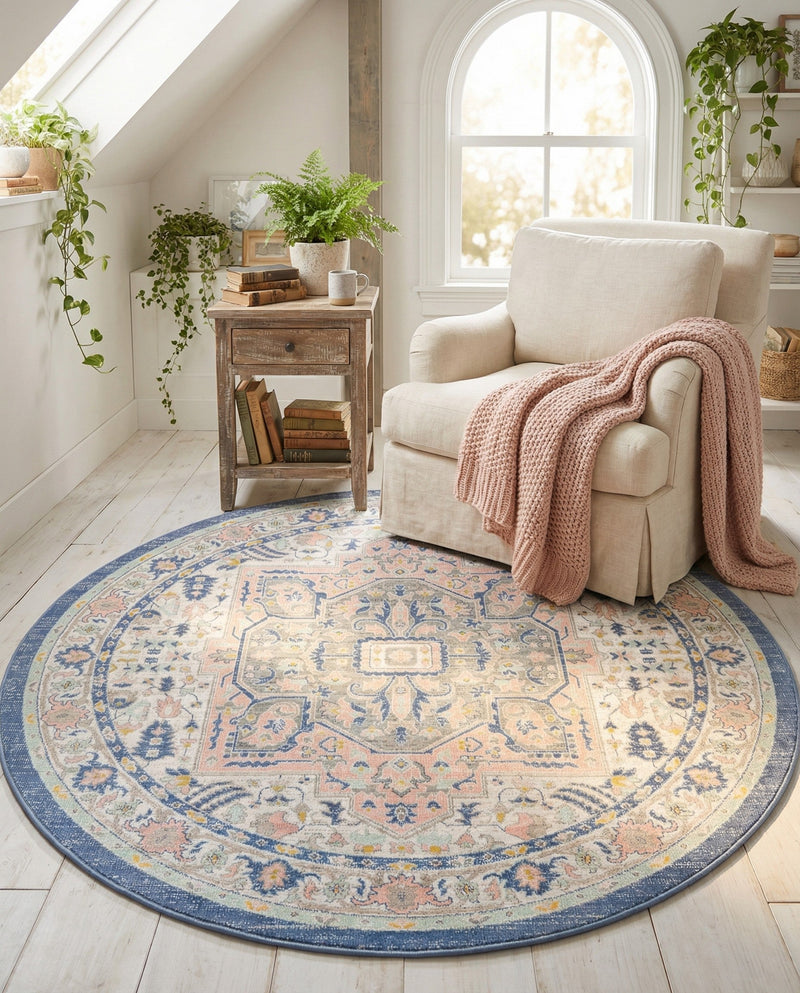 Savannah Series Collection Area Rug - Charleston (Multi) Round Multi  lifestyle 57