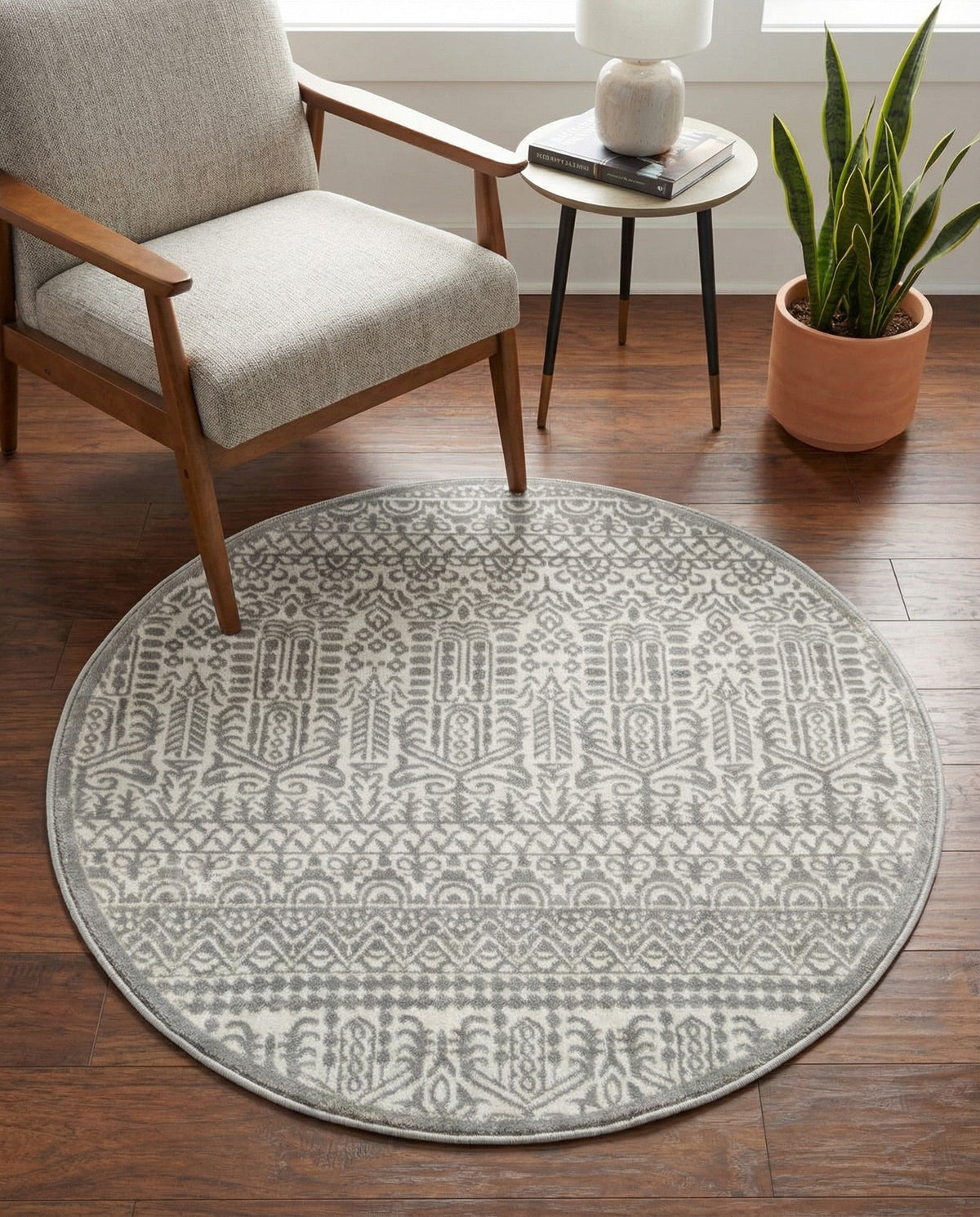 Metro Heights Collection Area Rug -  Chelsea Round Gray  lifestyle 122
