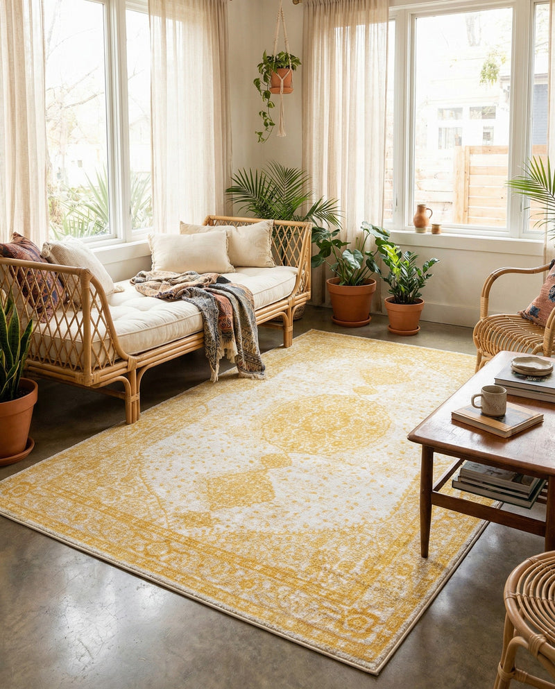 Dover Terrace Collection Area Rug - Marina (Yellow) Rectangle Yellow  lifestyle 10