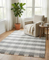 Sustainable Grid Indoor-Outdoor Oasis Collection Area Rug - Savannah Rectangle Gray  lifestyle 64