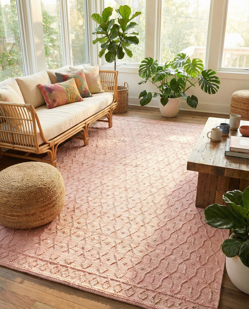 Savannah Weave Collection Area Rug - Serengeti Rectangle Pink  lifestyle 37