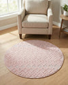 Garden Lattice Charm Collection Area Rug - Arbor (Pink) Round Pink  lifestyle 45