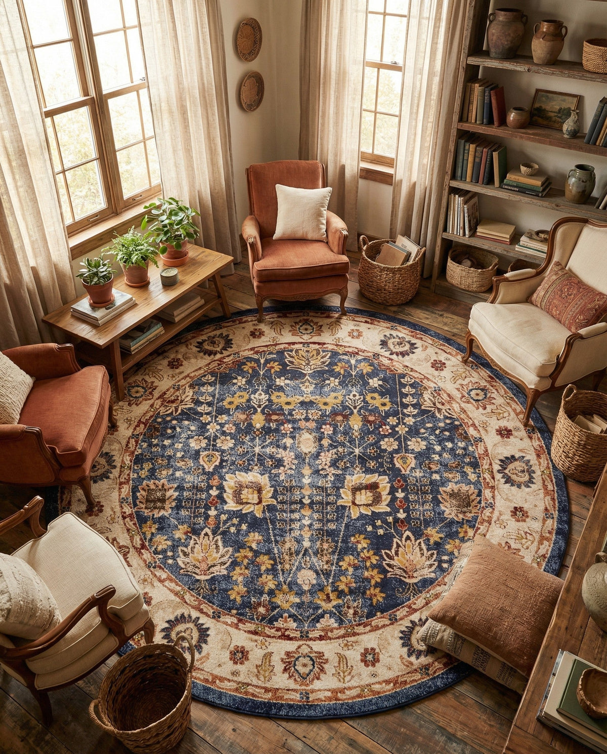 Eden Oasis Collection Area Rug -  Haven Round Light Blue  lifestyle 66