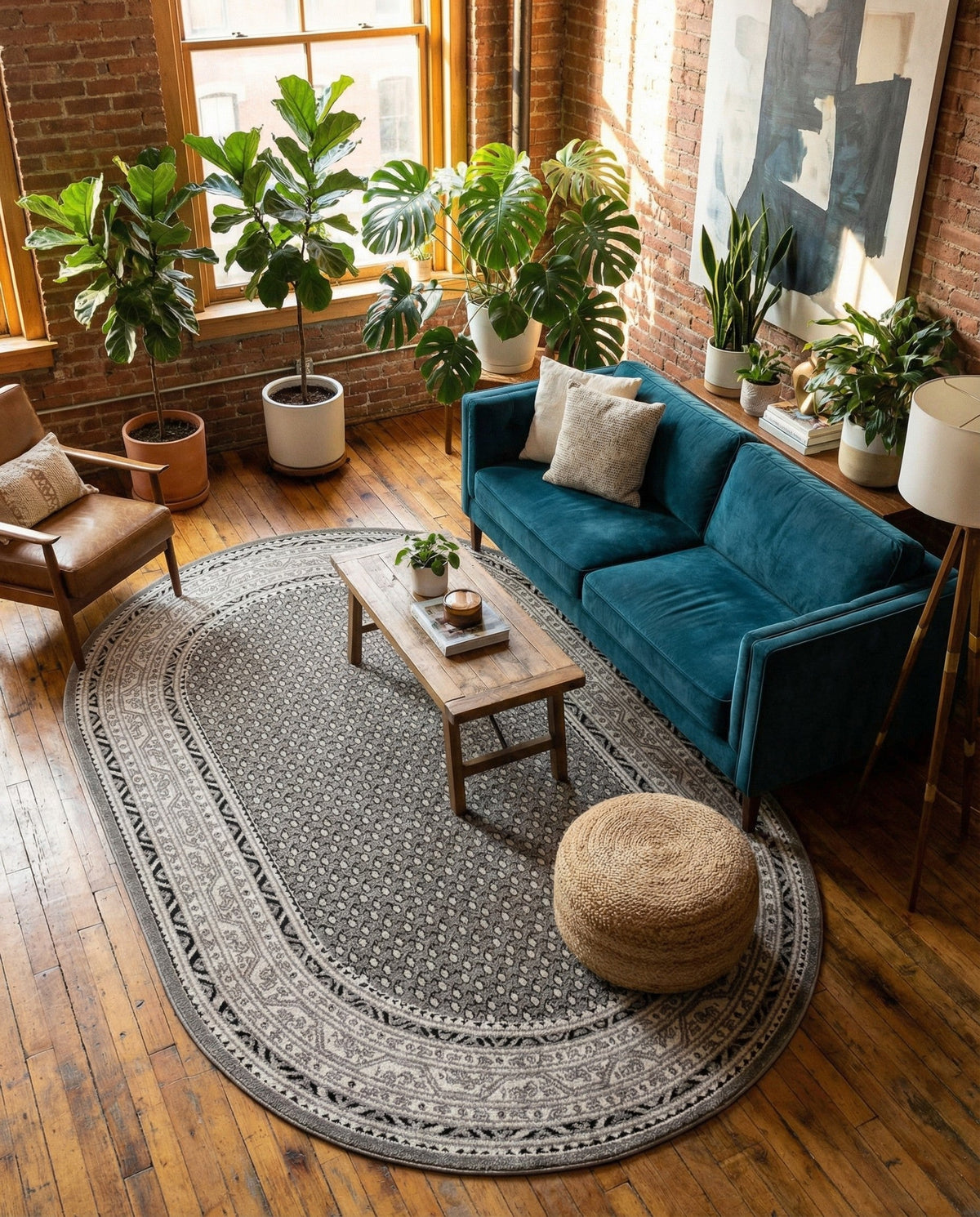 Soho Elegance Collection Area Rug -  Mercer (Gray) Oval Gray  lifestyle 98