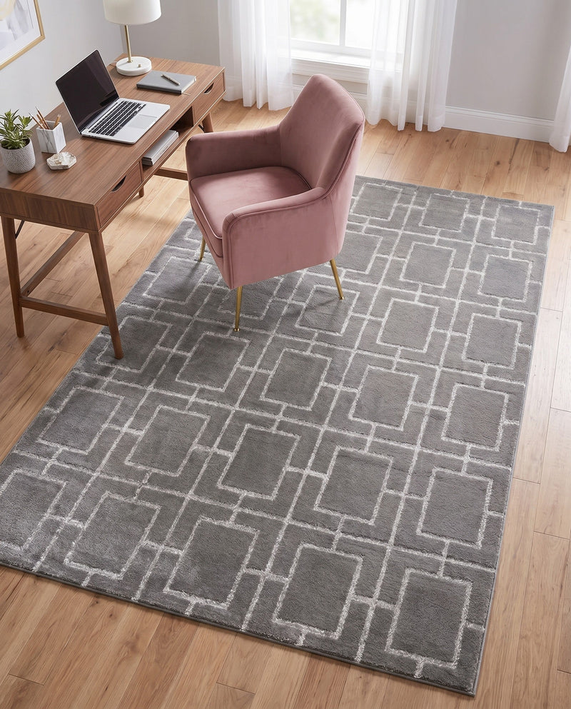 Hollywood Luxe Collection Area Rug -  Beverly (Gray Silver) Rectangle Gray Silver  lifestyle 5
