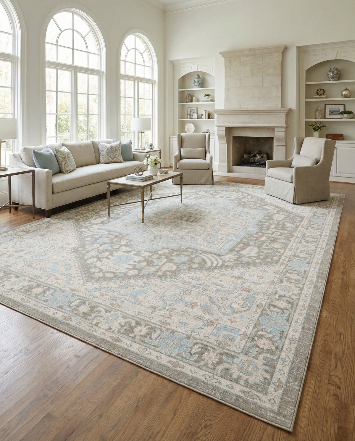 Savannah Series Collection Area Rug - Charleston (Cloud Gray) Rectangle Cloud Gray  lifestyle 10