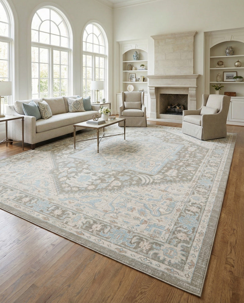 Savannah Series Collection Area Rug - Charleston (Cloud Gray) Rectangle Cloud Gray  lifestyle 10