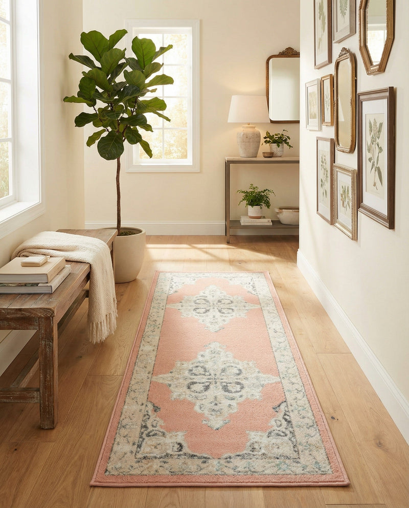 Beverly Grove Collection Area Rug -  Fairfax (Rose) Runner Rose  lifestyle 64