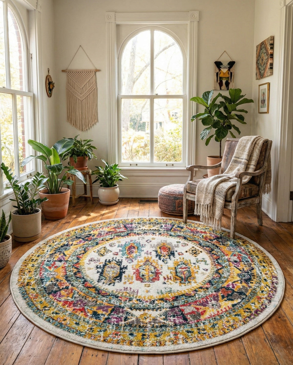 Brighton Terrace Collection Area Rug -  Portslade Round Ivory  lifestyle 114