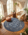 Horizon Collection Area Rug -  Aurora Round Blue  lifestyle 47