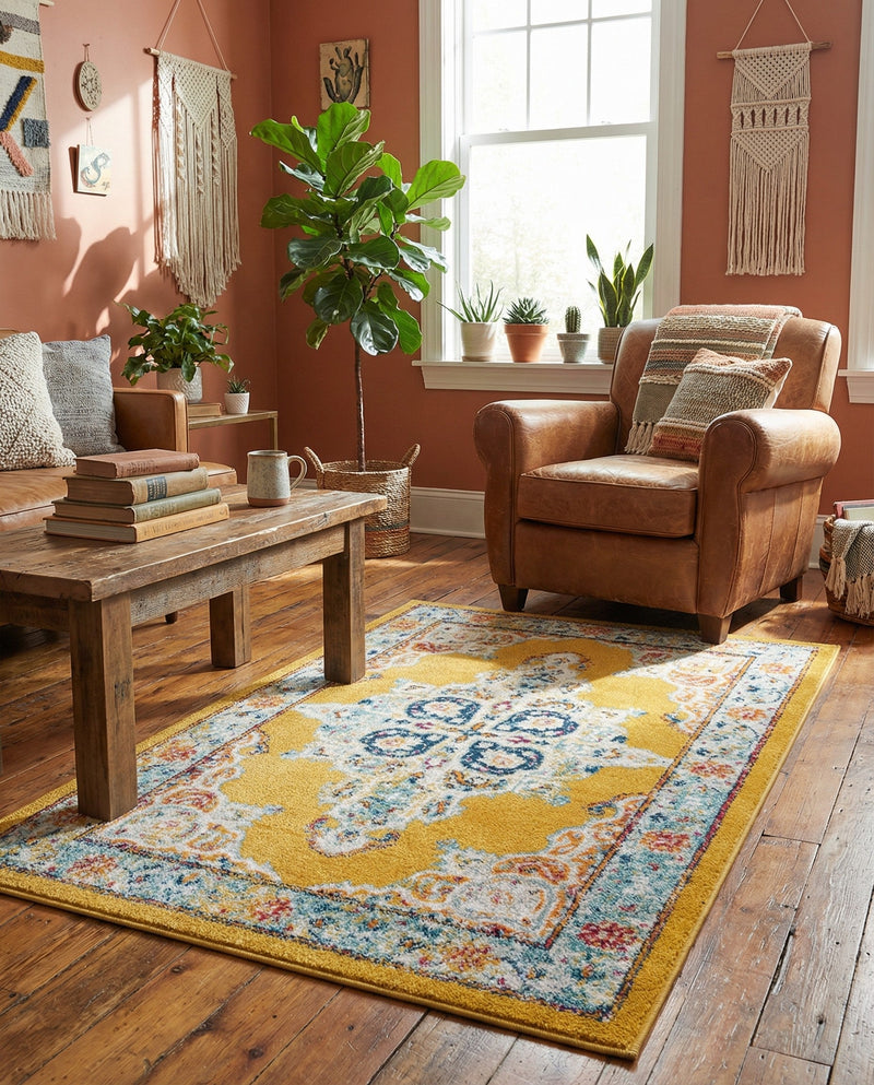 Beverly Grove Collection Area Rug -  Fairfax (Yellow) Rectangle Yellow  lifestyle 23