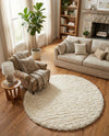 Eternal Plush Oasis Collection Area Rug -  Tranquility (Pearl) Round Pearl  lifestyle 35