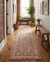 Seville Stripes Collection Area Rug - Cadiz (Brick Red) Runner Brick Red  lifestyle 67