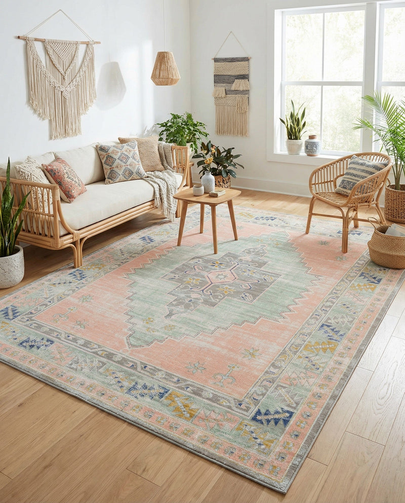 Savannah Series Collection Area Rug -  Augusta (Pink) Rectangle Pink  lifestyle 25