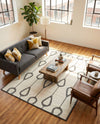 Monochrome Collection Area Rug -  Marble Rectangle Ivory White  lifestyle 26