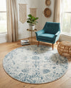 Riviera Elegance Collection Area Rug - Antibes (Light Blue) Round Light Blue  lifestyle 52