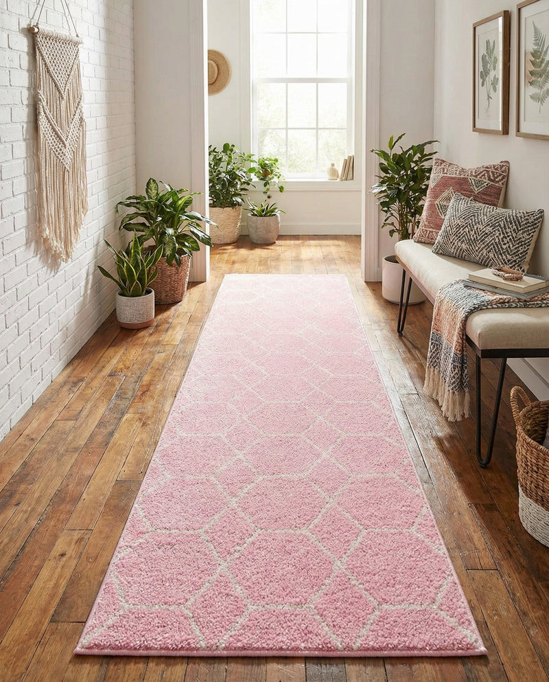 Trellis Mosaic Collection Area Rug - Arborville (Light Pink) Runner Light Pink  lifestyle 70