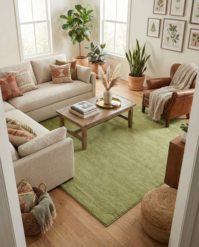 Solid Shag Seaside Collection Area Rug - Azure Cove (Light Green) Rectangle Light Green  lifestyle 9