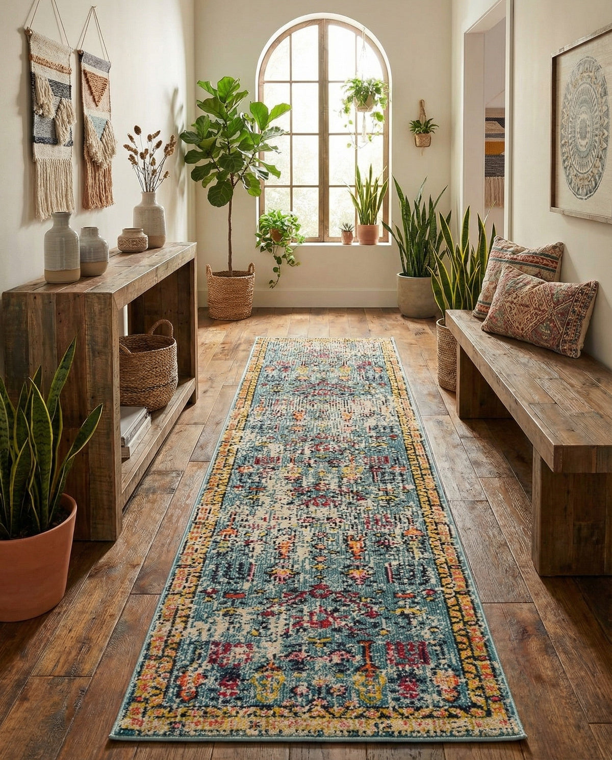 Sierra Collection Area Rug -  Shasta Runner Blue  lifestyle 133